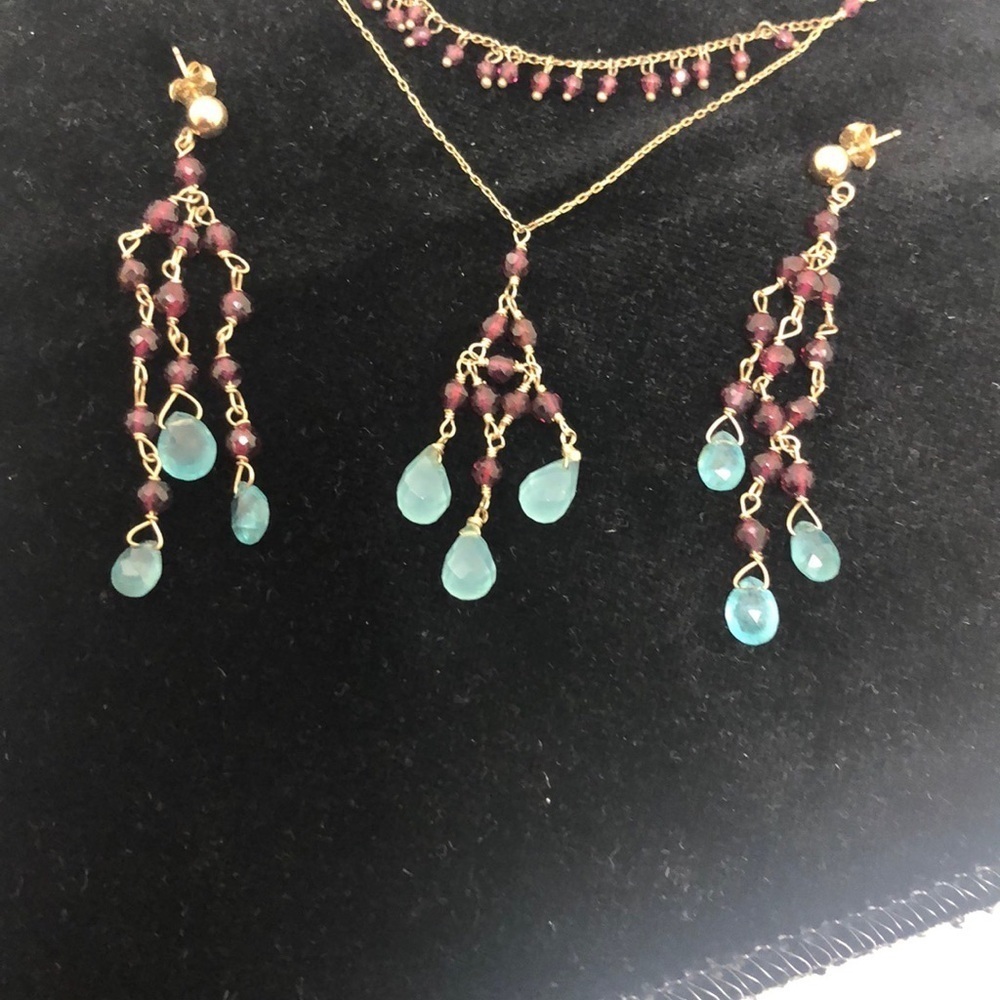 Semi precious stones hand made Wendy Mink necklace & earrings - Picture 9 of 15